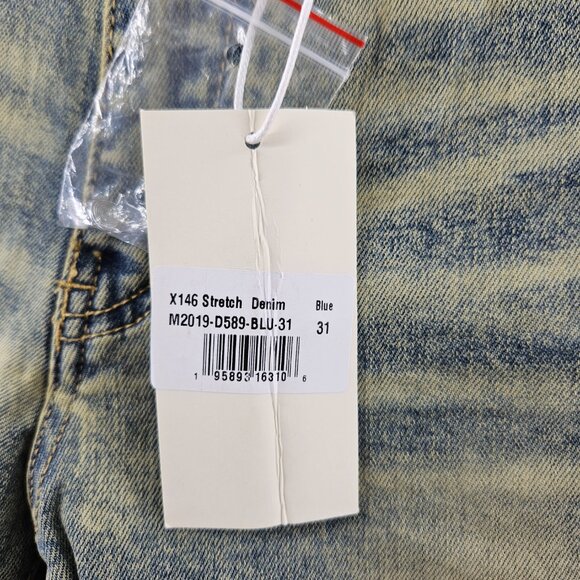 mnml Jeans Mens 31 Blue X146 Stretch Distressed Skinny Fit Denim - Picture 5 of 16